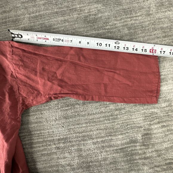 Eileen Fisher Blouse Pink Organic Linen Lagenlook Boatneck 3/4 Sleeve Top Size M - Picture 7 of 8